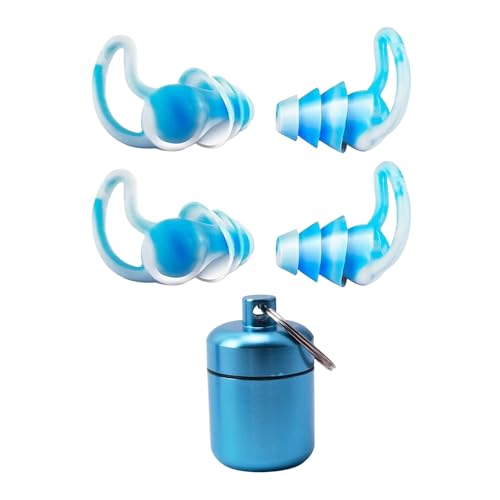 Rainway 2 pares de tapones para los oídos de silicona para dormir, tapones para los oídos para nadar con caja de almacenamiento, tapones para los oídos para nadar, impermeables, reutilizables, buceo
