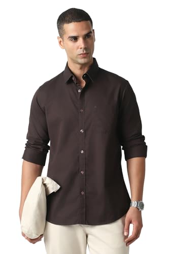 Image of Van Heusen Solid Casual Shirt for Men| Premium Cotton| Full Sleeves| Regular Fit |Breathable Fabric |