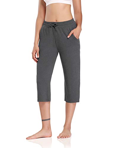 DIBAOLONG Womens Yoga Pants Capri Wide Leg Comfy Drawstring Loose Lounge Workout Pants with Pockets Colour 06 M