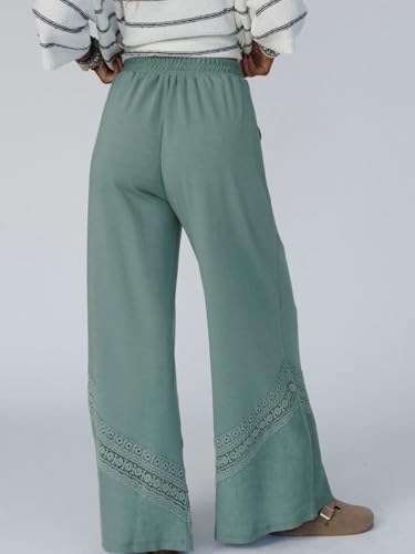 Gnveub Women's Wide Leg Pants High Waisted Palazzo Pants Adjustable Tie Knot Trousers with Pockets3