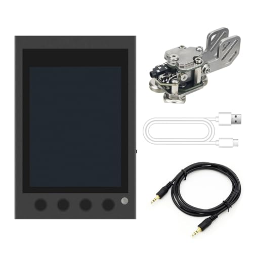 HAMCUBE Mini Morse Code Trainer Kit CW Trainer with Stainless Steel Morse Code Paddle Key 3.5MM Audio Cable 4.9FT for Telegraph Practice