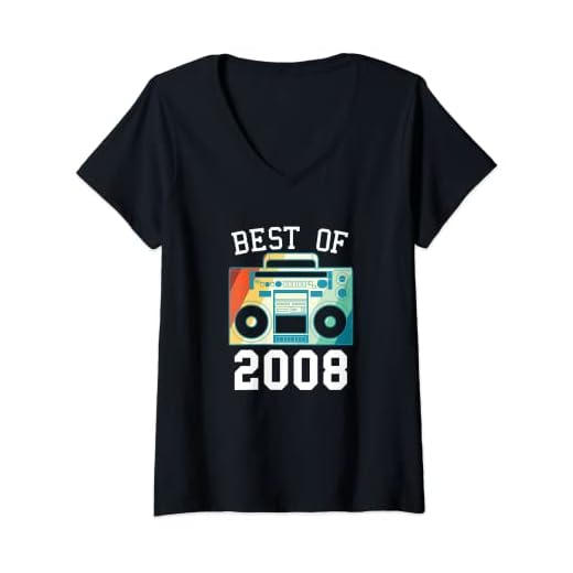 Mujer Best Of 2008 divertido año de nacimiento vintage cumpleaños 2008 Camiseta Cuello V