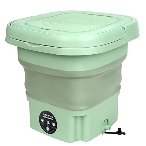 Portable Washing Machine,8L Mini Folding Bucket Washer with Drainage Pipe for Socks Underwear Baby Clothes,Suitable for Apartment Camping RV Travel laundry, Green