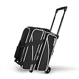 Goloni 2-Ball Bowling Bag with Wheels - Double Roller Design with Shoe Compartment, Durable Bowling Tote for Adults, Men Woven