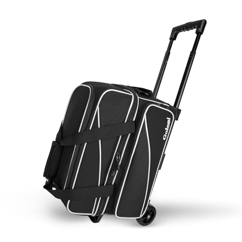 Goloni 2 Bowling Ball Bag with Wheels,Double Roller Ball Bowling Bag with Shoe Compartment for Bowling Shoes (Up to US Mens Size 15) and Oversized Accessory Pocket,Retractable Handle Extends to 40"