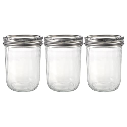 UTHCLO Botellas de Vidrio 500 Ml con Tapa Metálica 3 Piezas Almacenamiento de Bebidas Botellas Prácticas para Casa y Cocina Diseño Transparente Ecológicas