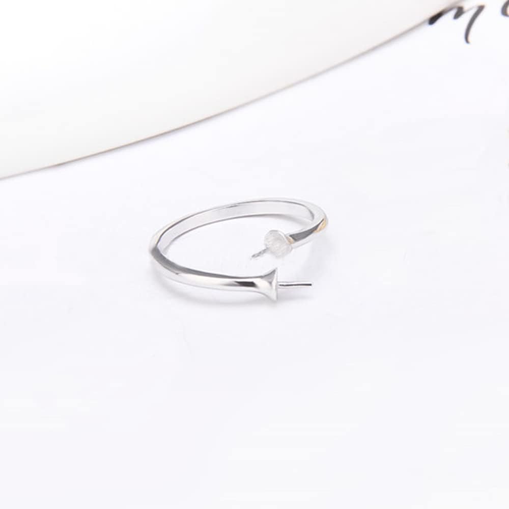 Sterling Silver Elegant Design Adjustable Rings for Women, Design Ring Mounts Fittings with Pearl Seat for DIY Pearl Jewelry Making - Image 3