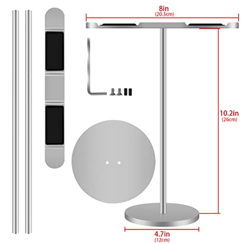 Image of GEEKRIA Aluminum Alloy Dual Headphones Stand for Over-Ear | On-Ear Headphones, Gaming Headset Holder, Desk Display Hanger with Solid Heavy Base, Compatible with Bose QC45, QC35 (Silver)