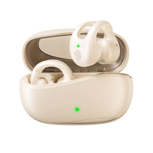 Image of EDYELL Open Ear Clip Wireless Earbuds Bluetooth 5.4, Clip on Earbuds, Lightweight Comfort, Stable Fit Open Ear Headphones for Running Fitness, 80H Play, Built-in Mic (Beige)