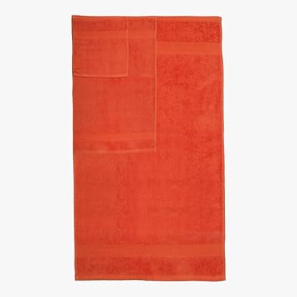 Ample Decor Badezimmer Handtuch Set 18-4 Handtuch, 4 Badetuch, 10 Waschlappen - Oeko Tex Zertifiziert 600GSM 100% Baumwolle - Hohe Saugfähigkeit Schnell Trocknend, ideal zum Verschenken - Orange – Bild 5