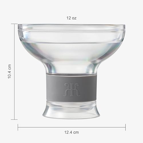 Image of Frozen Margarita & Cocktail Chiller Glasses | Set of 2 | 12 OZ Unbreakable Tritan Acrylic, Double Wall Plastic Insulated Glass to Keep Your Drink Cool with Freeze Gel Glass, SiliconeHolder (12 OZ)