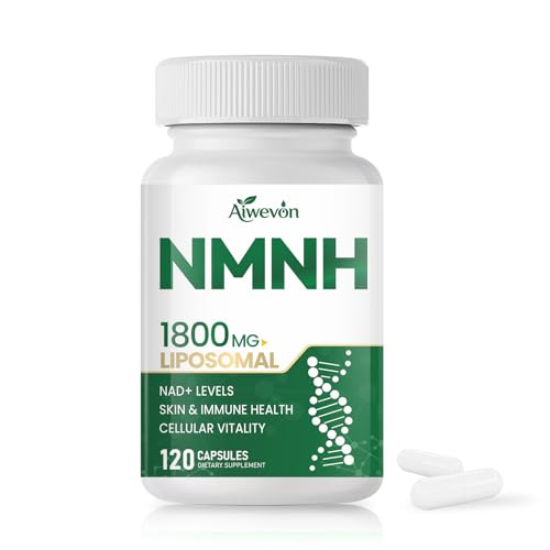 Aiwevon NMNH 1800mg Liposomal NAD+ Supplement NMNH NMN Alternative with Nicotinamide Riboside & Resveratrol NAD Booster for Cellular Energy Healthy Aging Support 120 Vegan Capsules