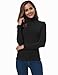 Turtleneck Womens Long Sleeve Turtleneck Tops Lightweight Slim Active Shirt Black Medium