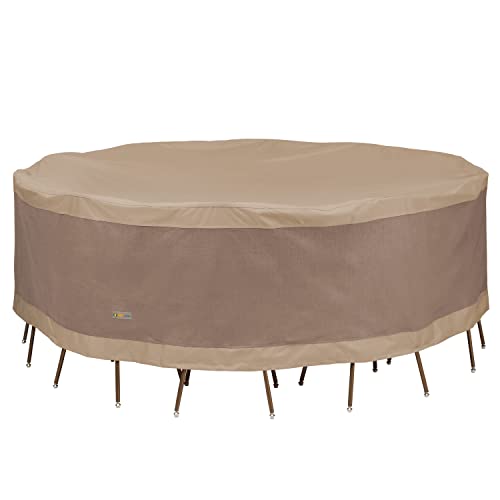 Duck Covers Elegant Water-Resistant 108 Inch Round Patio Table & Chair Set Cover, Outdoor Table and Chair Cover