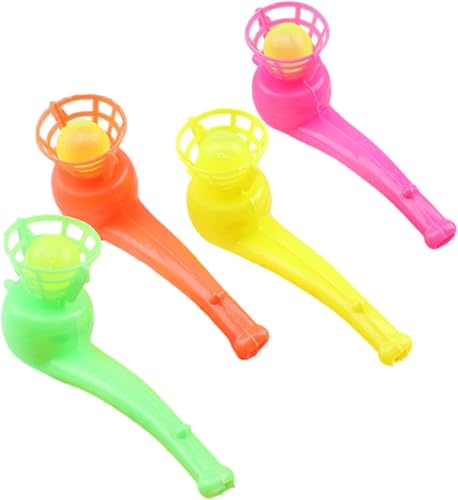Jizlan 4Pcs Ball Blowing Toy - Balancing Blowing Game, Floating Blow Pipe Balls, Interactive Floating, Blowing Ball for Birthday (Random Color)