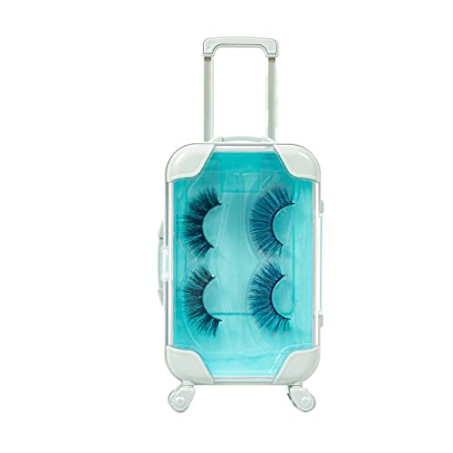 Fake Eyelash Organizer Case Eyelash Extension Mini Suitcase Lashes Organizer Packing Makeup Container Luaage Box For Women Travel 2 Eyelash Tray (Blue) #TOP2