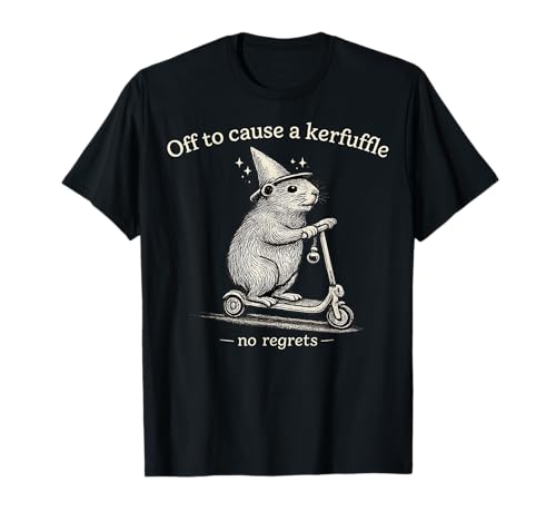 Off to Cause A Kerfuffle Funny Capybara Scooter Chaos Mode T-Shirt