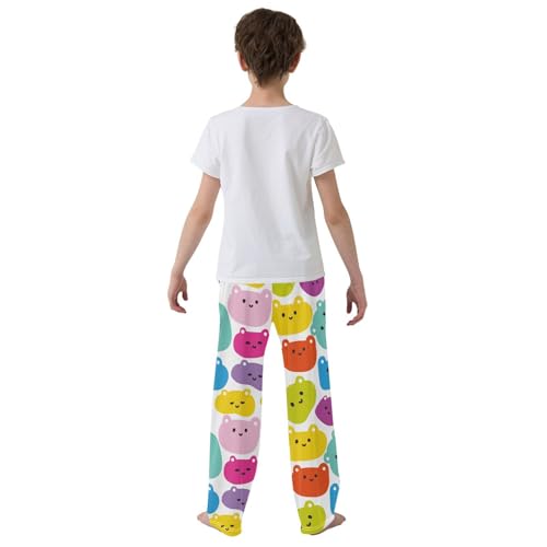 Boys' Pants Big Cute Bear Face Colorful Long Bottoms Jogger Pants Elastic Waist Trousers with Pockets S-XL3