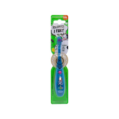 Fartbrush – Kids’ Toothbrush with Hilarious Fart Sounds | Encourages Brushing with Fun Noises | Soft Bristles, 1-Min Timer, Perfect for Toddlers & Children (Blue Cow, One Size)