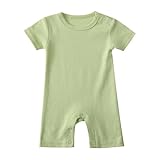 FITFIFTH POD Baby Boy Girl Solid Jumpsuit Short Sleeve 100% Cotton One-Piece Romper Newborn Green Baby Clothes 3-6 Months