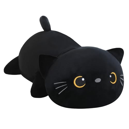 SQEQE Weighted Black Cat Plush, Weighted Black Cat Stuffed Animal, Cute Plushies Soft Pillow Toy Gift for Kids Adults 9.8 Inch, 0.8 Lbs