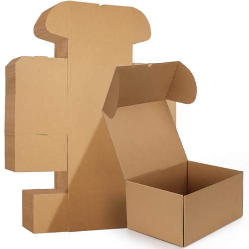 Image of HORLIMER 12x9x6 inches Shipping Boxes Set of 15, Brown Corrugated Cardboard Box for Mailing, Packaging, Small Business