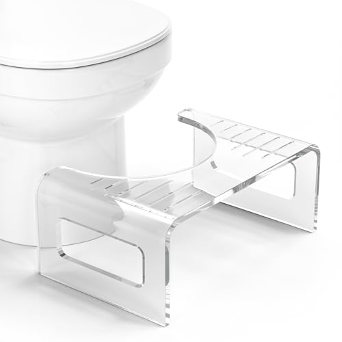 AmazerBath 7 Inches Acrylic Squat Potty Clear Toilet Step Stool for Adults Modern Design Non-Slip Pooping Stool Strong Load-Bearing Blends Seamlessly Into Any Bathroom
