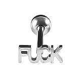 14G Fancy Words Stainless Steel Tongue Ring for Women Bitch Fuck Kiss Sex Letter Tongue Rings Studs Straight Barbell Sexy Tongue Piercing Jewelry (Fuck1)