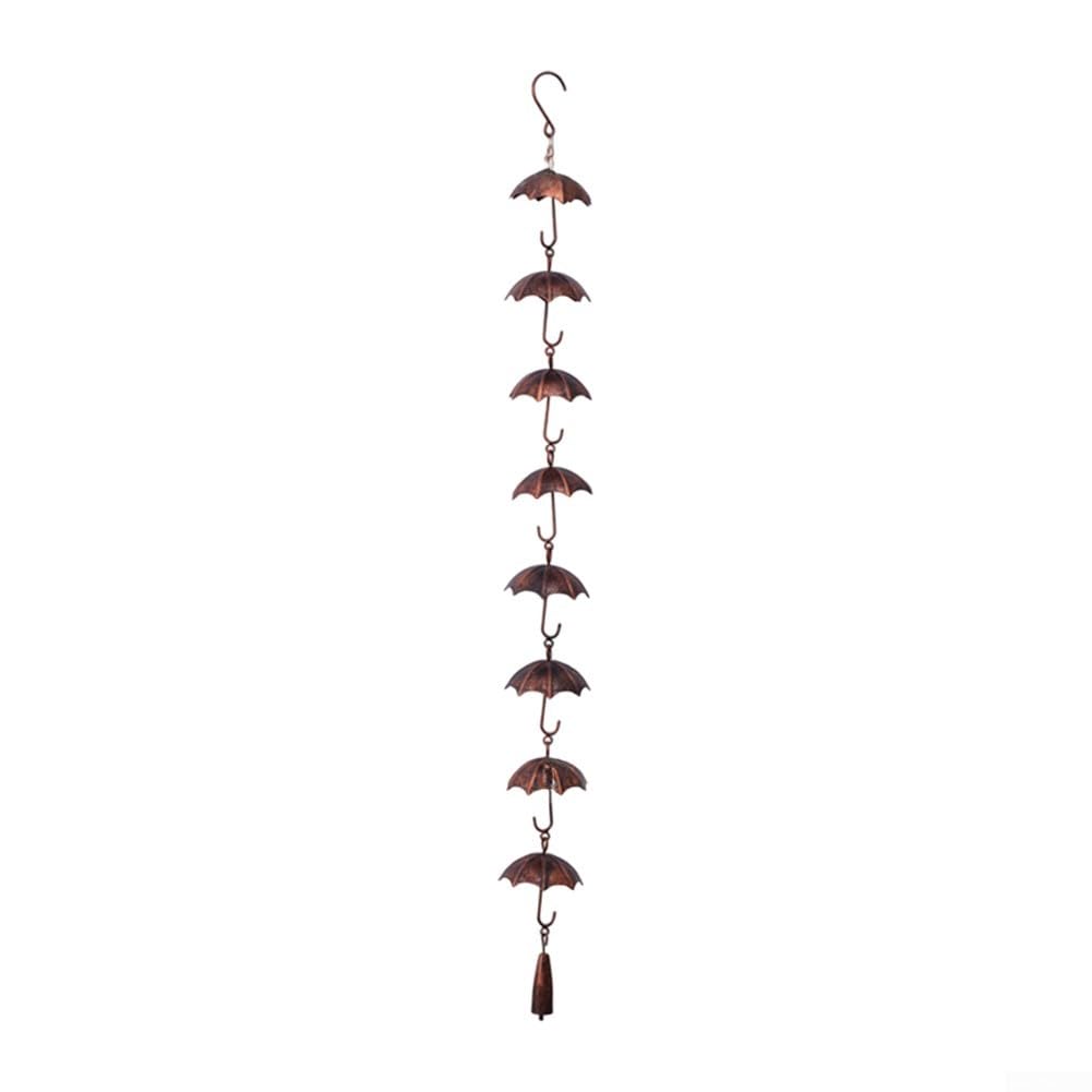 Cadena de lluvia de metal con 8 copas de paraguas, desviador de agua de techo resistente a la corrosión de 39 pulgadas, alternativa de drenaje de jardín a la bajante para decoración de patio