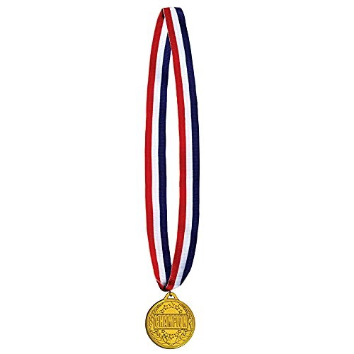 Beistle Set of 12 Red, White, and Blue Ribbon with Golden Soccer Medal ...