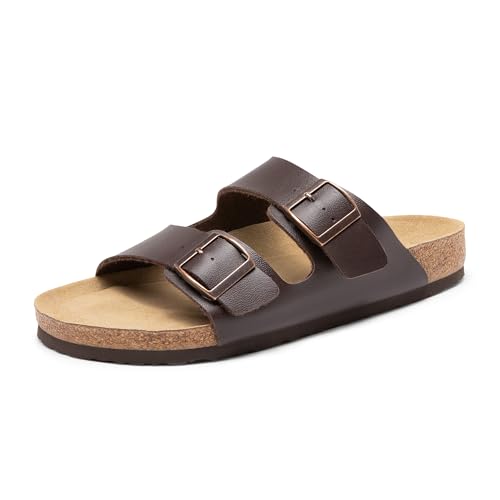 Image of Bruno Marc Men's Cork footbed Sandal Beach Slides with Adjustable Buckle Straps