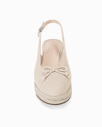 Image of Womens Closed Toe Espadrilles Wedges Shoes Platform Slingback Mid Low Heel Canvas Bow Dress Sandals