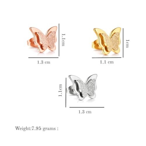 Image of Nilu's Collection Charming Dual Butterfly Classic Stud Earrings For Girls and Women | Anti-Tarnish | Anti- Allergy