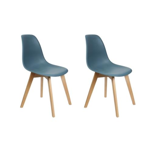 HOME DECO FACTORY Lote de 2 escandinavas con Carcasa de PP Azul Pato, Silla de Mesa, Asiento, salón, Comedor, Entrada, Dormitorio, Mueble, Madera-HESA, 46.20 x 52.00 x 86.40