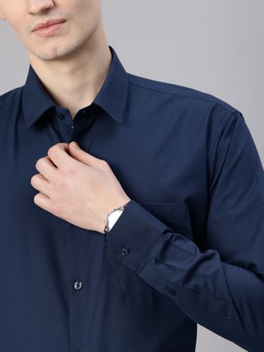 Image of Majestic Man Men's Solid Cotton Blend Wrinkle-Resistant Slim Fit Easy-Iron Formal & Office Wear