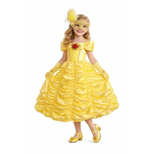CQDY Girls Halloween Princess Belle Costume Dress Yellow 01 6T