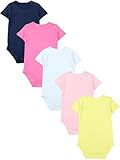 TupTam Baby Body Mädchen 5er Pack – Kurzarm Body Baby aus Baumwolle, Ideal für Sommer und Alltag, Farbe: Farbenmix 1, Größe: 98