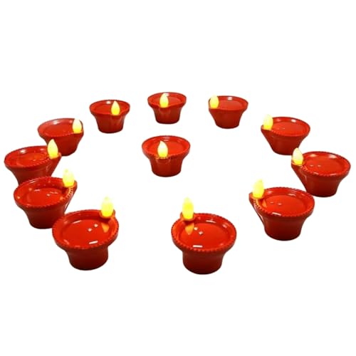 Image of Ein Sof Water Sensor Electric Diya 12 Pcs - LED Diya for Home Decoration, Smokeless Flameless Artifical Lights for Diwali, Birthday and All Occasions