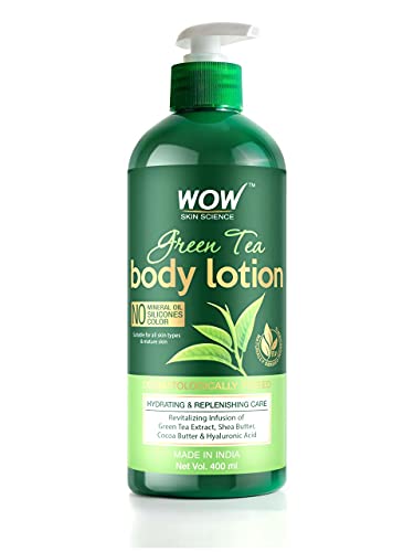 Image of WOW Skin Science Green Tea Body Lotion - Hydrating & Replenishing - with Green Tea Extract, Shea Butter - No Mineral Oil, Silicones & Color - 400ml