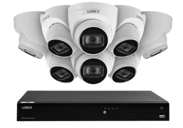 Lorex Fusion 4K (16 Camera Capable) 3TB Wired NVR System with 8 White IP Dome Cameras Featuring Listen-in Audio