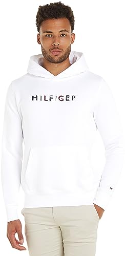 Tommy Hilfiger Herren Hoodie mit Kapuze, Weiß (White), XL