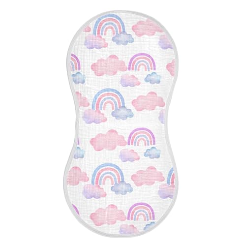 xigua Watercolors Rainbows Muslin Baby Burp Cloths Set of 1, Super Soft & Absorbent Burping Rags, Cotton Burp Clothes Shower Gift for Newborn, Baby Girls and Boys