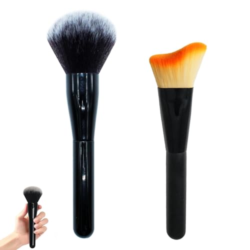 Set di 2 pennelli grandi per cipria, pennelli per fondotinta per un trucco impeccabile, 16 cm e 18 cm, perfetti per l'uso quotidiano e occasioni speciali