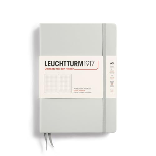 Image of LEUCHTTURM1917 - Notebook Hardcover Medium A5-251 Numbered Pages for Writing and Journaling (Light Grey, Dotted)