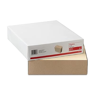 Staples 1/3Cut LeftTab File Folders, Letter Size, Manila, Durable Paper Stock, 100/Box
