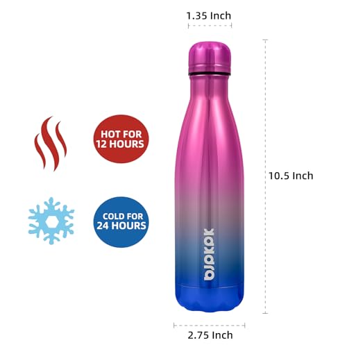 Image of BJPKPK 17 oz Insulated Water Bottle, Stainless Steel Flask, Leak Proof