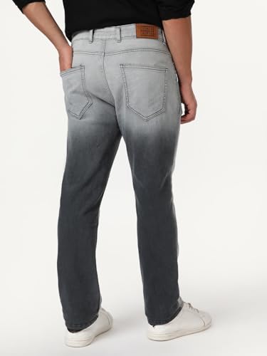 Image of Urbano Fashion Men's Straight Fit Heavy Washed Faded Denim Jeans Stretchable