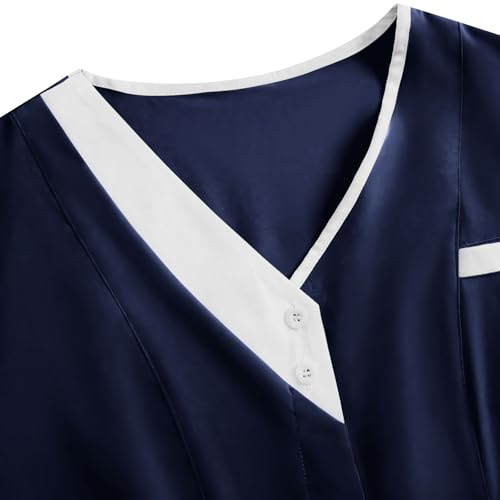 Image of 2026 Scrub for Cleaning Jobs Uniform, Multi Pockets Scrubs for Women Sets, V-Neck Top & Straight Leg Pants Scrubs Set