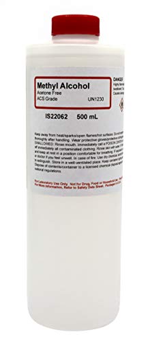 ALDON Innovating Science Methyl Alcohol ACS Grade, 500mL (16.9 oz) - Methanol Alcohol - The Curated Chemical Collection - Made in The USA
