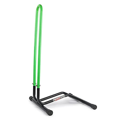 Image of Grandbiker Bicycle Parking Stand, Bicycle Floor Parking Holder Stand, Rubber (Black+Parrot Green)